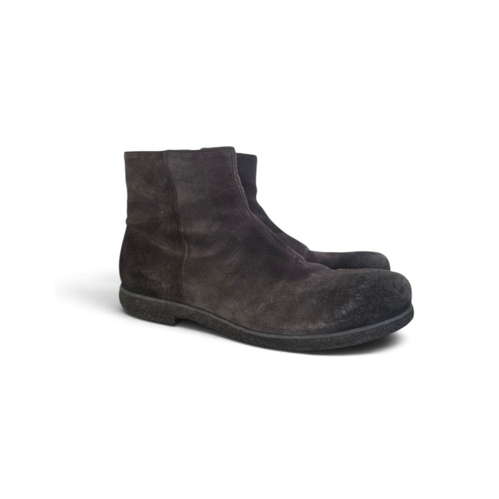 PRADA VTG Suede Dark Gray Zip Boots sz 7.5 OLd Money Quiet Luxury Preppy